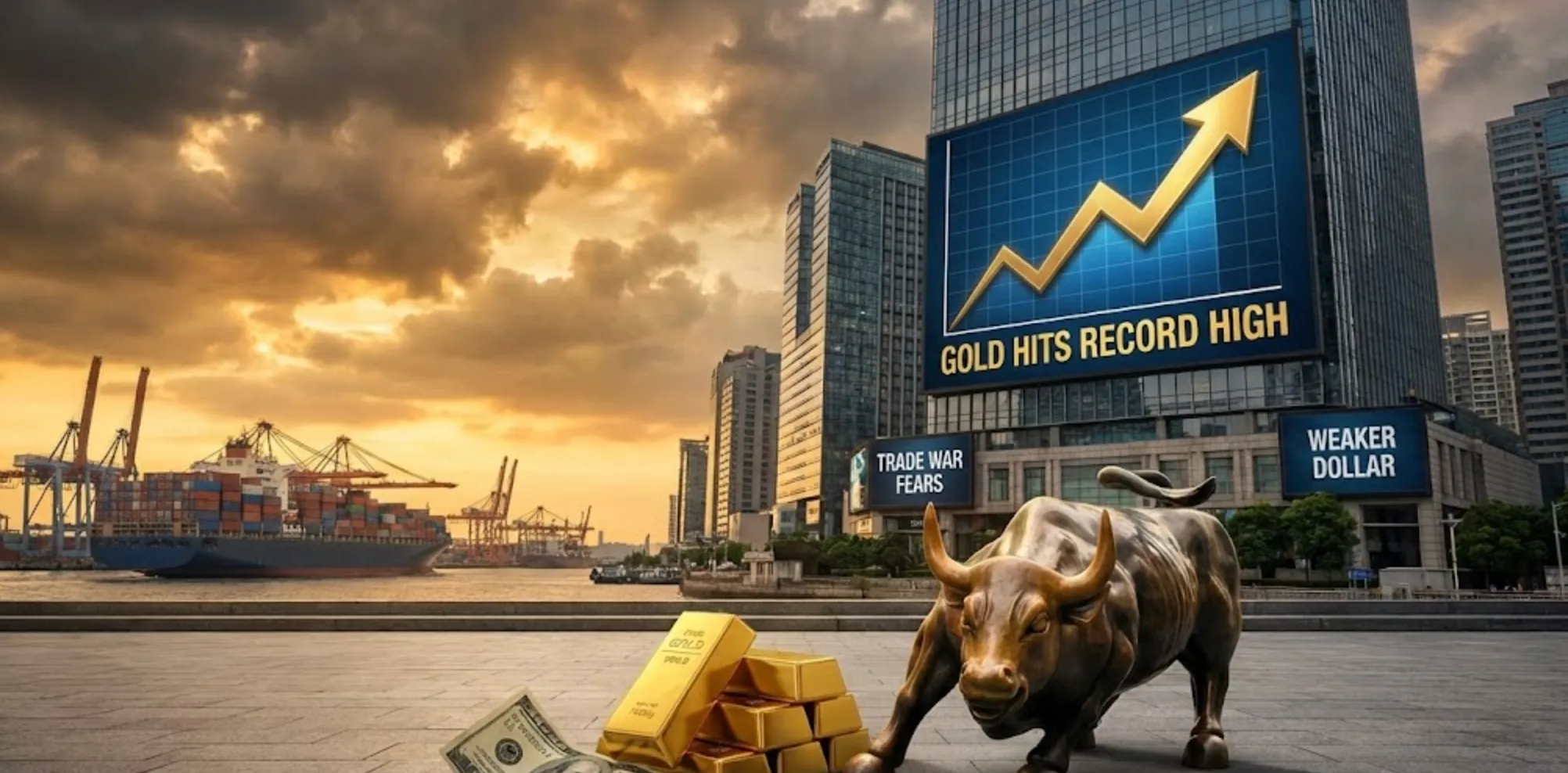 Gold Hits Record High Amid Trade War Fears, Weaker Dollar