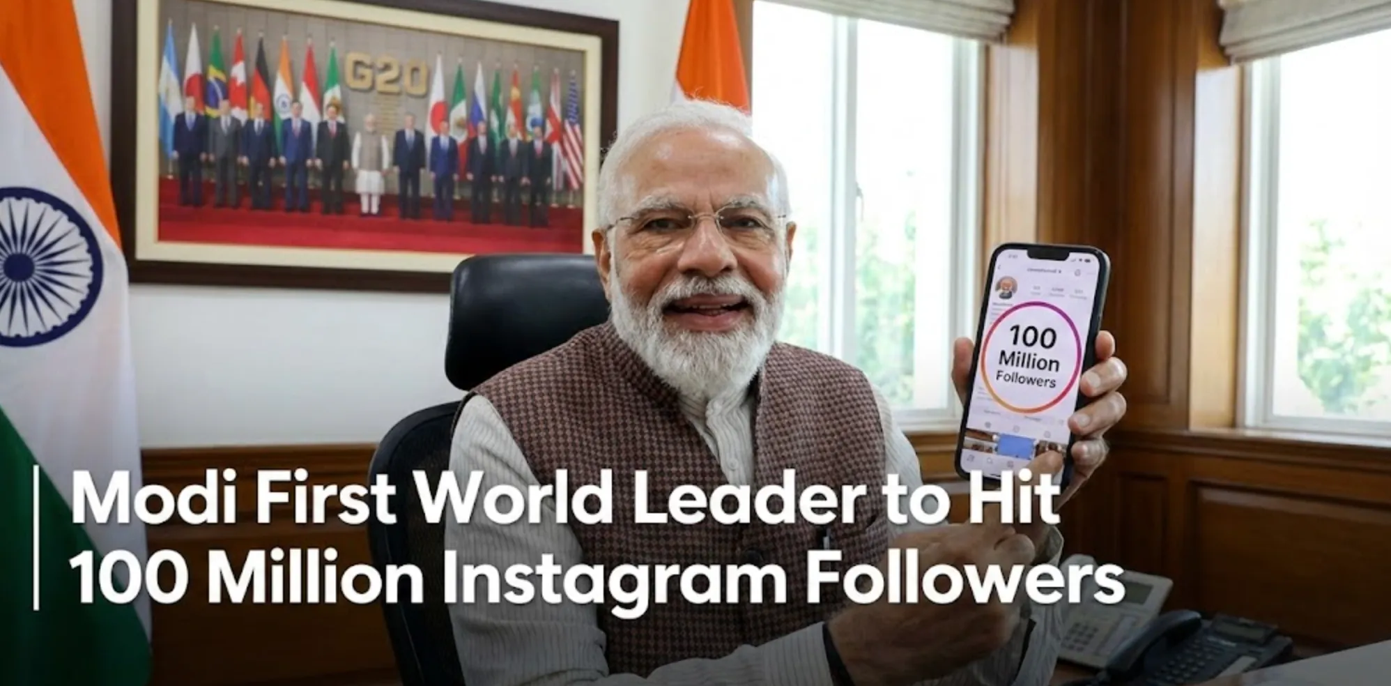 Modi First World Leader to Hit 100 Million Instagram Followers